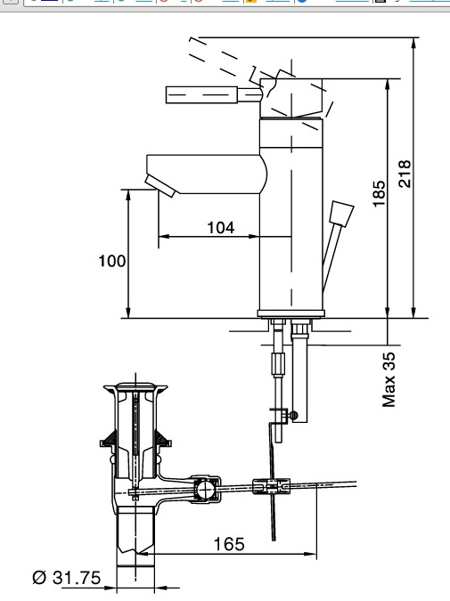 Bản vẽ kỹ thuật vòi lavabo INAX LFV-8000S