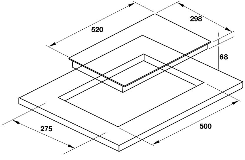 Bản vẽ bếp điện từ HC-I302B Hafele 2 vùng nấu