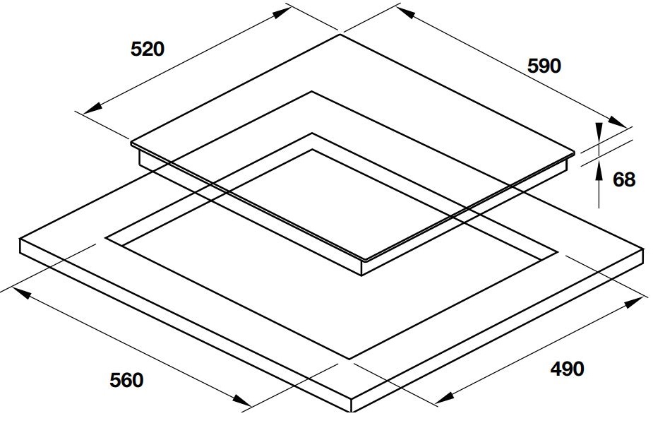 Bản vẽ bếp điện từ HC-I603B Hafele 3 vùng nấu