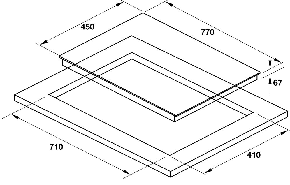 Bản vẽ bếp điện từ HC-R772A Hafele 2 vùng nấu