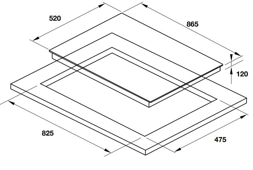 Bản vẽ bếp ga HC-G863B Hafele 3 vùng nấu