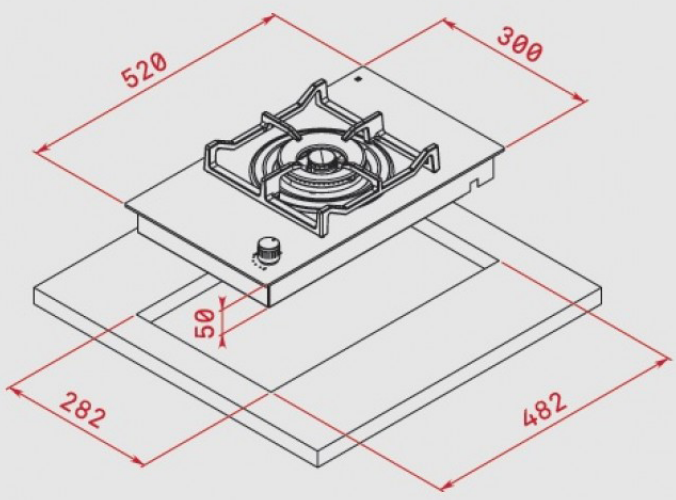 Bản vẽ bếp ga âm Teka đơn CGW 30.1 1G AI AL DR CI 40215010