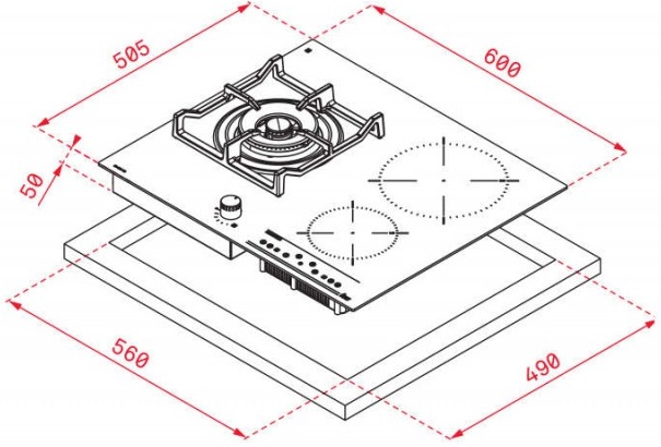 Bản vẽ kỹ thuật bếp kết hợp lắp âm Teka IG 620 1G AI AL DR CI 40213010