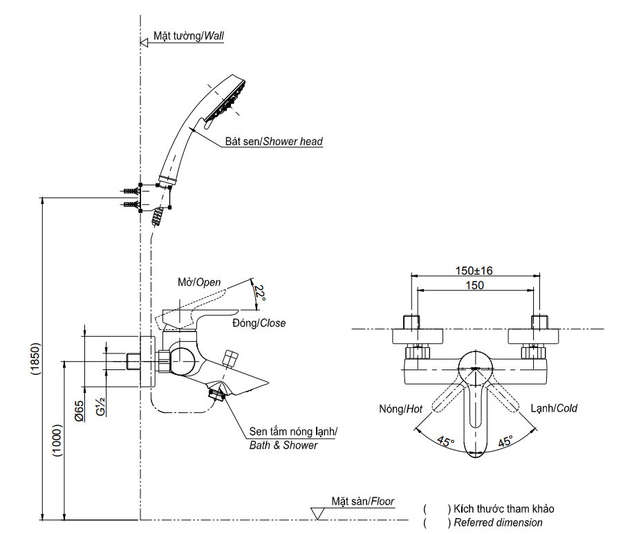 Bản vẽ bộ vòi sen TBS01302V+TBW01010A TOTO