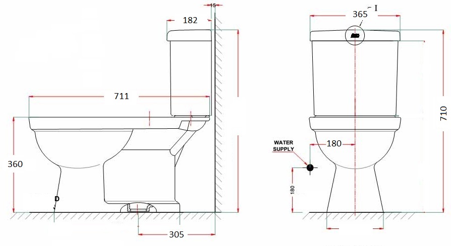 Bản vẽ bồn cầu American VF-2314 2 khối