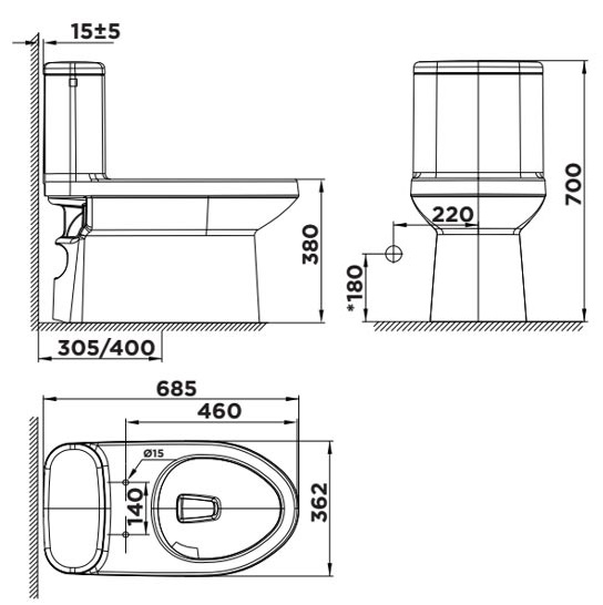 Bản vẽ bồn cầu WP-1841 American Standard