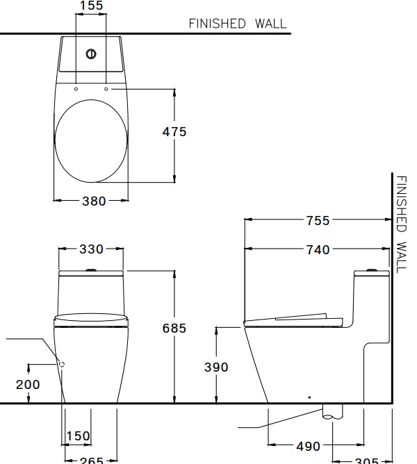 Bản vẽ kỹ thuật bồn cầu Cotto C100207