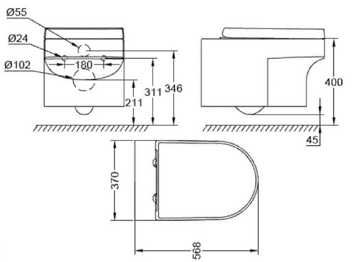 Bản vẽ kỹ thuật chậu Caesar LF5254 