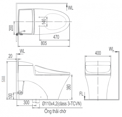 bản vẽ bồn cầu thông minh Inax AC-1017R/CW-H18VN