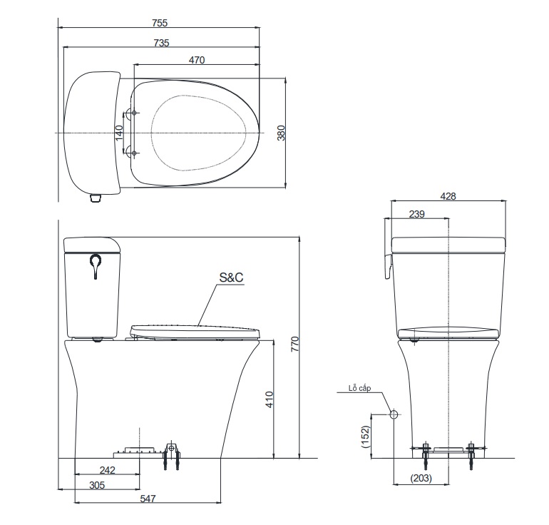 Bản vẽ kỹ thuật xí bệt TOTO CW190