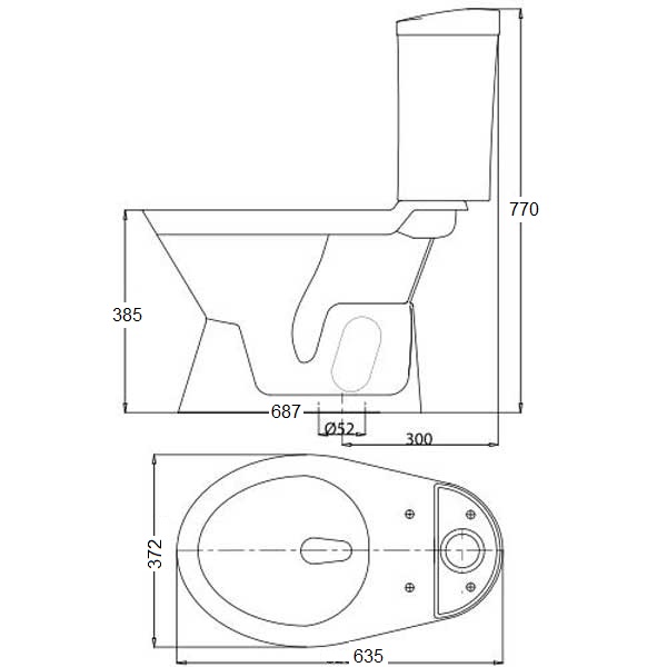 Bản vẽ bệ xí bệt VI66 Viglacera 2 khối