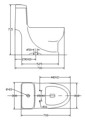 Bản vẽ bệ xí bệt Viglacera V38 1 khối