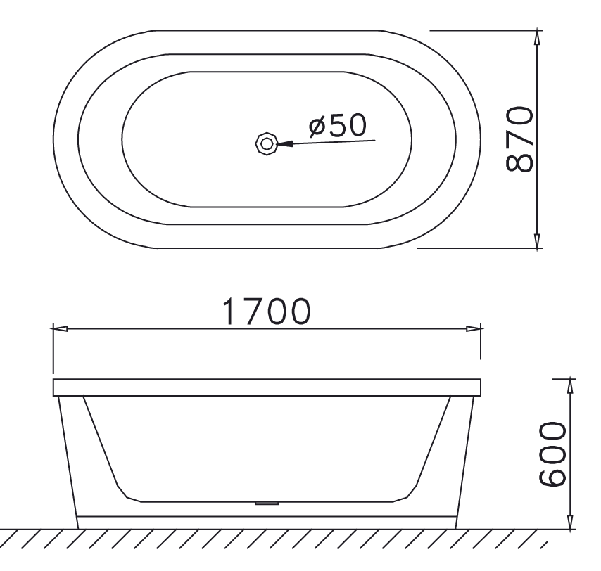 bản vẽ bồn tắm lập thể Caeasr AT6170