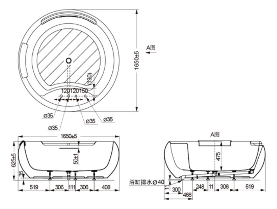 Bản vẽ bồn tắm TOTO PJY1604HPWE nhựa FRP