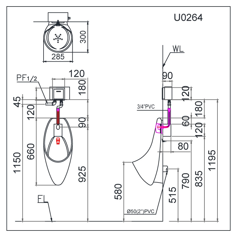 bản vẽ bồn tiểu caesar u0264