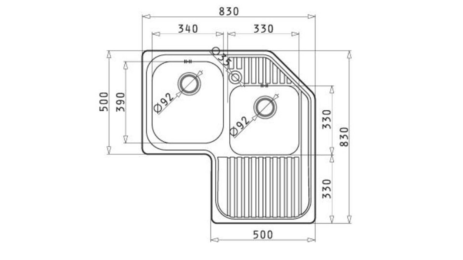 Bản vẽ kỹ thuật chậu rửa chén bát HMH 101000101 Bosch