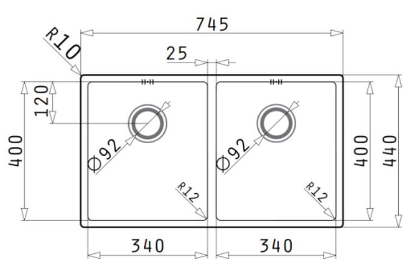 Bản vẽ kỹ thuật chậu rửa chén bát HMH 101031301 Bosch