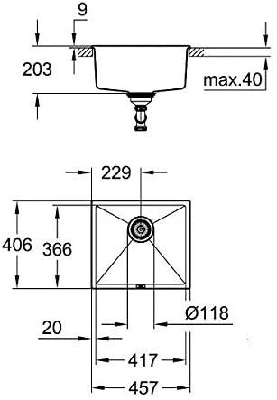 Bản vẽ chậu rửa chén bát Grohe 31504SD0 K200