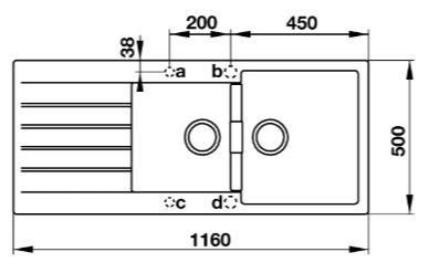 Bản vẽ chậu đá HS-GDD11650 Hafele 2 hộc có cánh