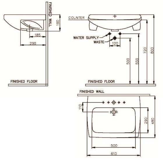 Bản vẽ lavabo Nahm SVW2321615XN01 bán âm bàn