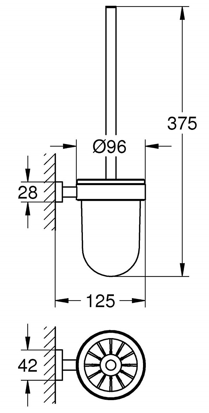 Bản vẽ kỹ thuật cọ vệ sinh phòng tắm 40513001 Grohe