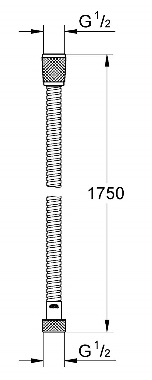 Bản vẽ kỹ thuật dây sen tắm 28139000 Grohe 1750mm