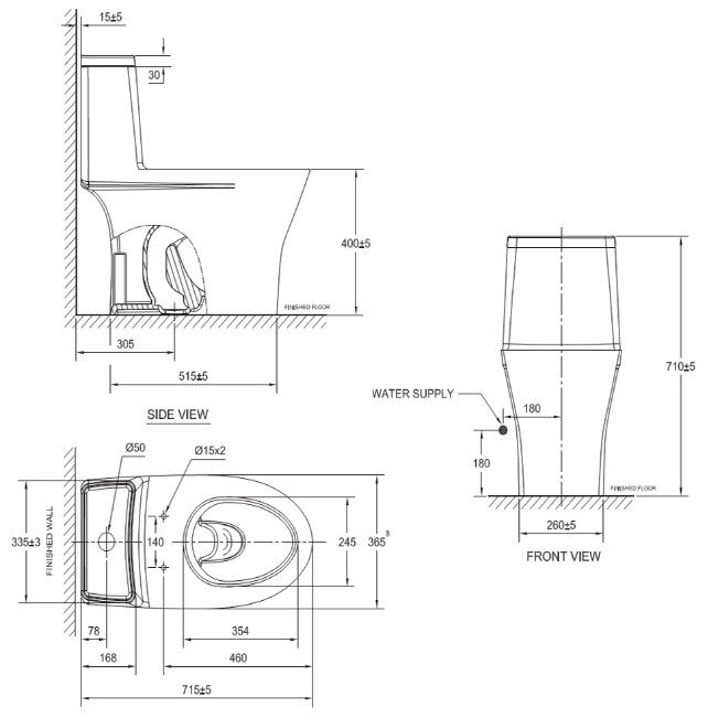 Bản vẽ bồn cầu VF-2530 American dòng FLEXIO