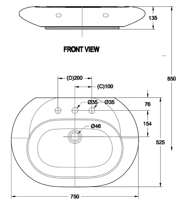 Bản vẽ chậu rửa mặt American WP F644