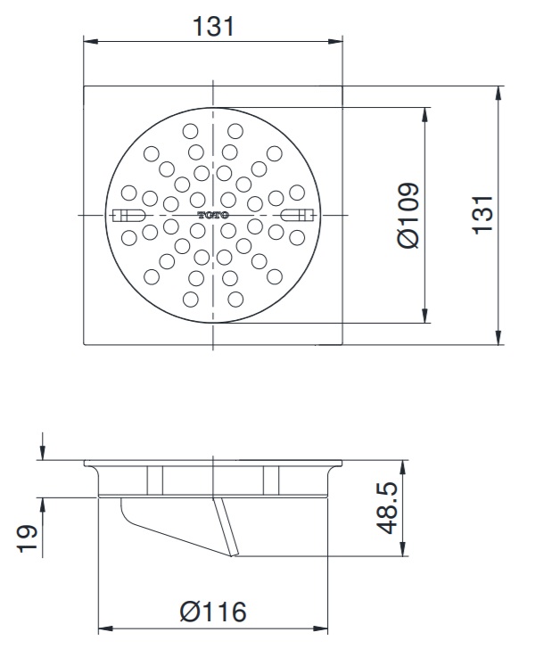 Bản vẽ kỹ thuật ga thoát sàn TX1CV2 Toto