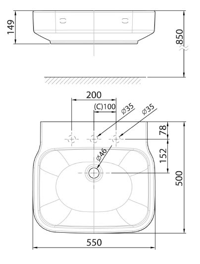 Bản vẽ chậu rửa mặt WP-F628​ American Standard