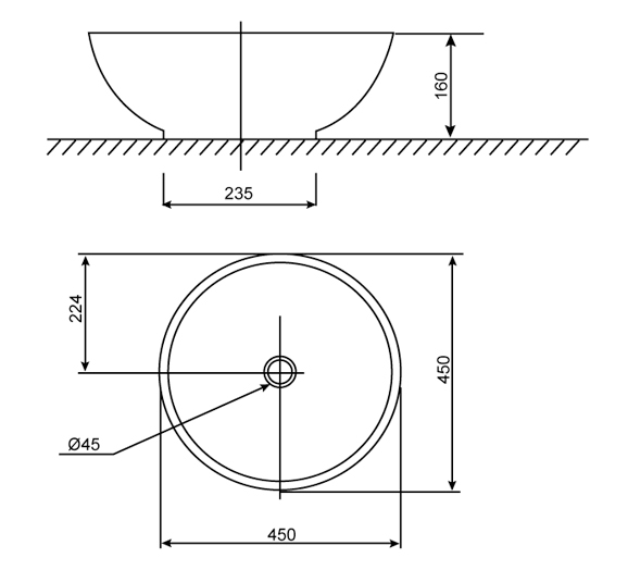 Bản vẽ chậu rửa mặt 0500-WT American Standart