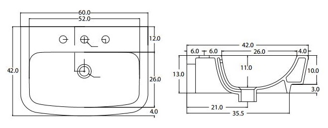 Bản vẽ kỹ thuật chậu rửa mặt CD50