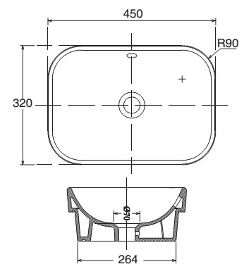 Bản vẽ lavabo Viglacera V27 đặt bàn