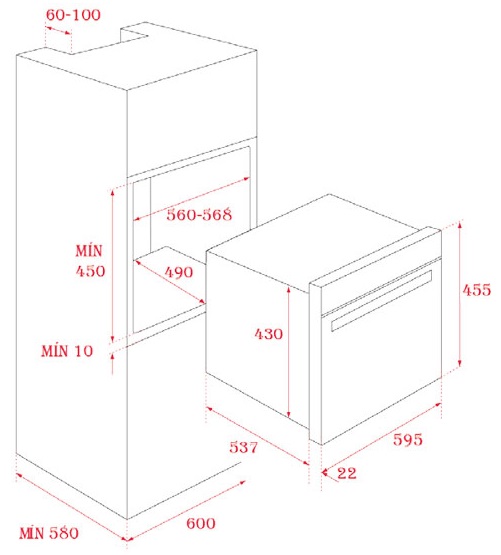 Bản vẽ lò hấp kết hợp nướng 40589020 Teka HLC 847 SC