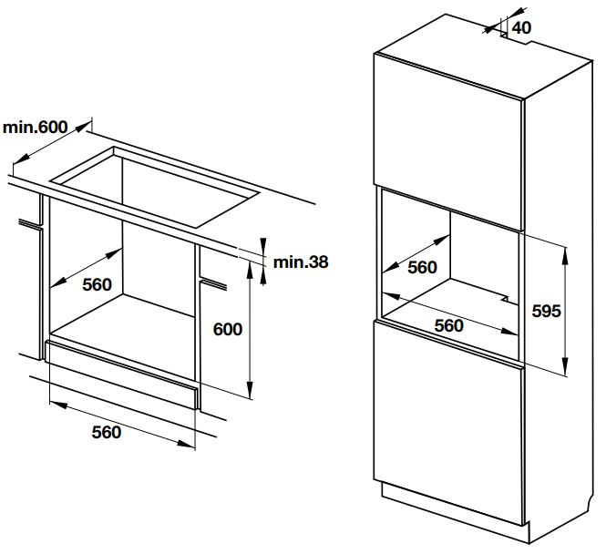 Bản vẽ lò nướng 535.02.721 HO-KT60C Hafele