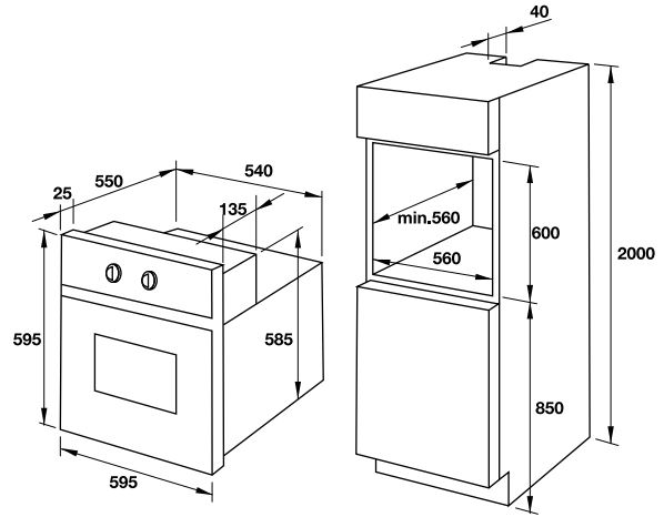 Bản vẽ lò nướng 535.02.721 HO-T60C Hafele