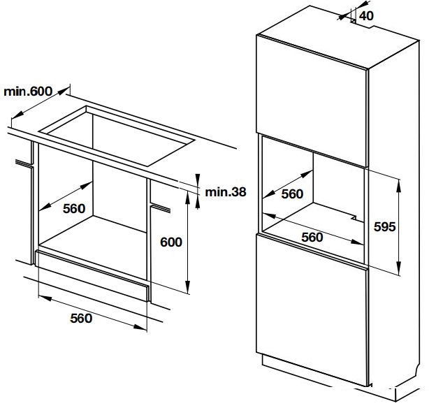 Bản vẽ lò nướng 534.05.561 HO-T60D Hafele