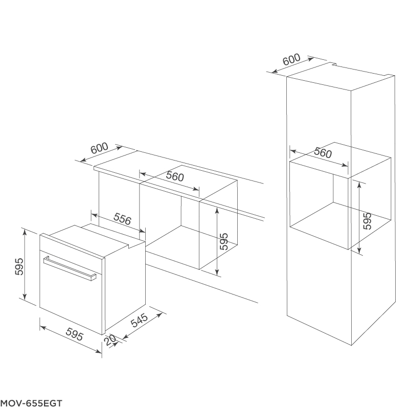 Bản vẽ kỹ thuật MOV-655EGT lò nướng điện âm tủ Malloca