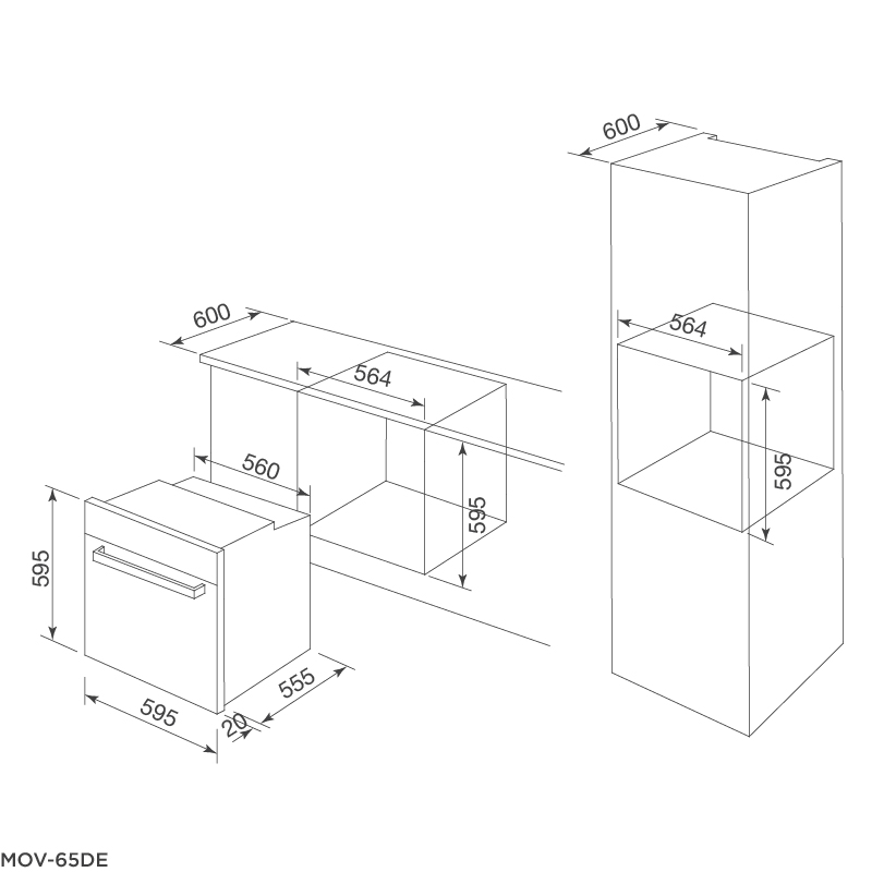 Bản vẽ kỹ thuật MOV-65DE lò nướng điện âm tủ Malloca