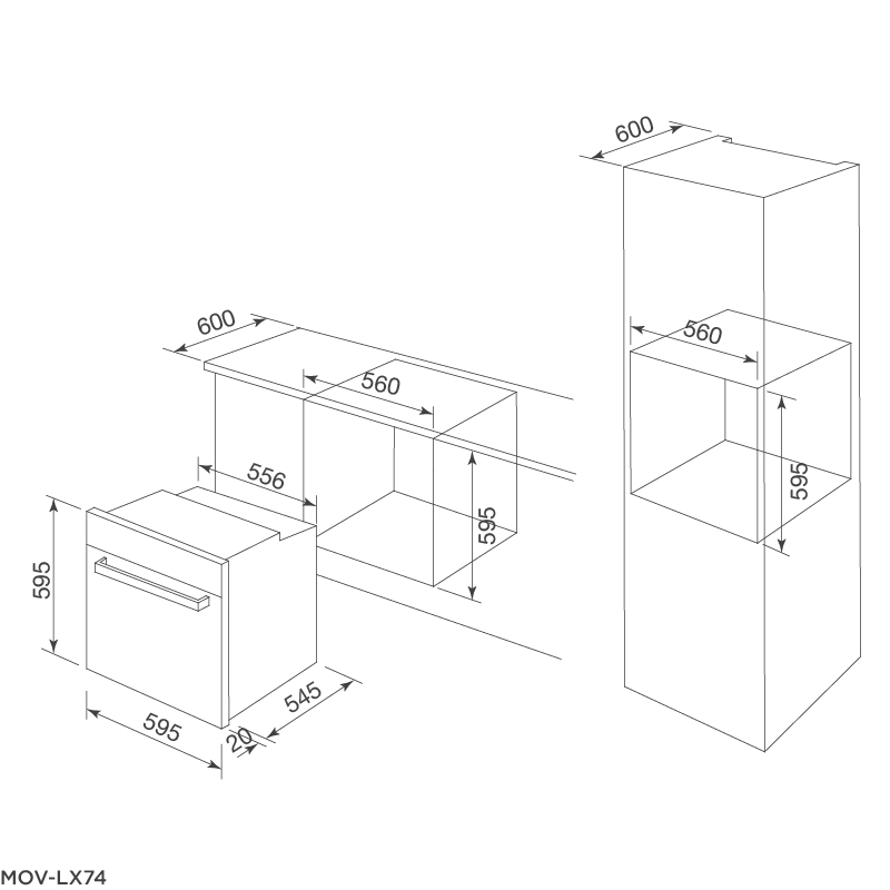 Bản vẽ kỹ thuật MST-35CP lò nướng điện âm tủ Malloca