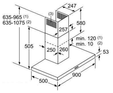 Bản vẽ kỹ thuật máy hút mùi Bosch DWB77IM50: