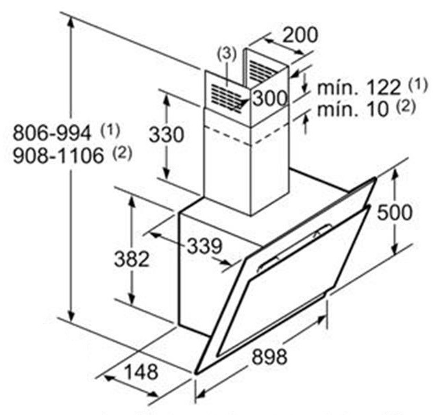 Bản vẽ kỹ thuật máy hút mùi Bosch DWK97JM60 