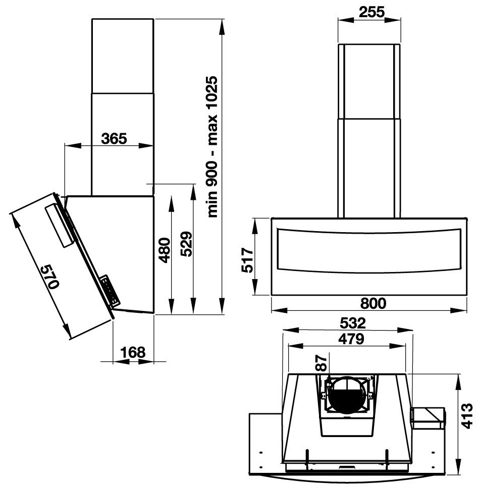 Bản vẽ kỹ thuật máy hút mùi gắn tường HH-WVG80B Hafele