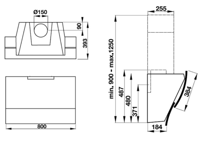 Bản vẽ kỹ thuật máy hút mùi gắn tường HH-WVG80C Hafele