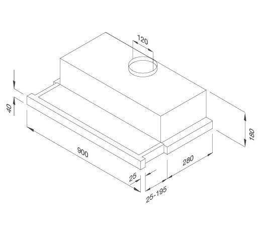 Bản vẽ kỹ thuật máy hút mùi áp tường K1509 TC Malloca