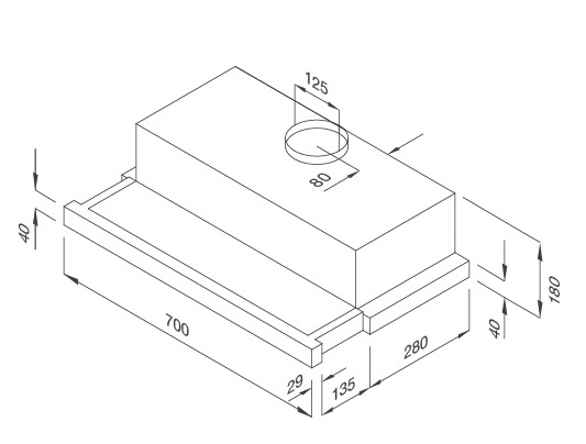 Bản vẽ kỹ thuật máy hút mùi áp tường H205.7-G Malloca