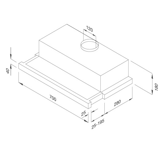 Bản vẽ kỹ thuật máy hút mùi áp tường K1507 TC Malloca