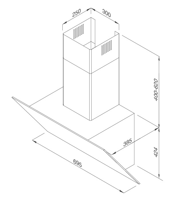 Bản vẽ kỹ thuật máy hút mùi áp tường MC 7086HS Malloca