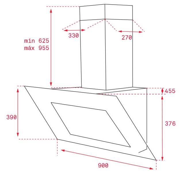 Bản vẽ kỹ thuật máy hút mùi Teka 40437210 Quadro DLV 998 BK