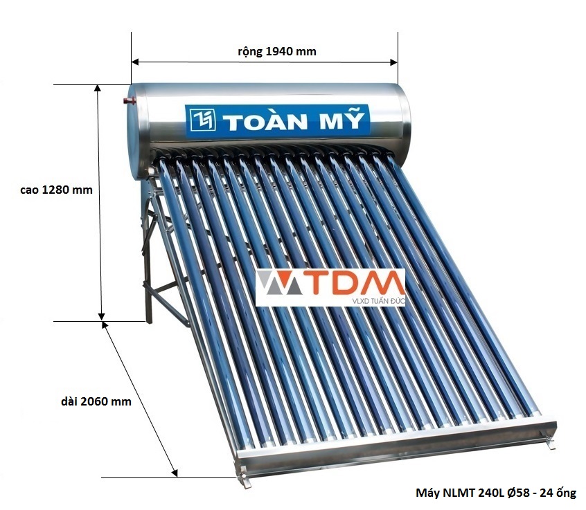 bản vẽ máy nước nóng năng lượng mặt trời Toàn Mỹ 240L dòng I304